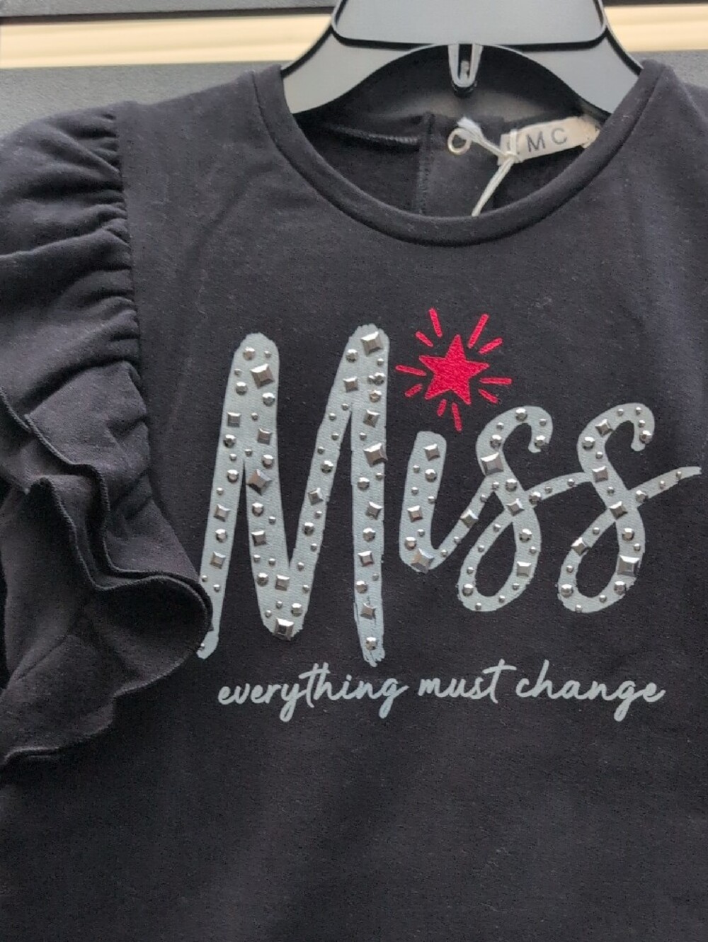 Kids Black 'Miss' Ruffle Sweatshirt - Picture 3 of 6